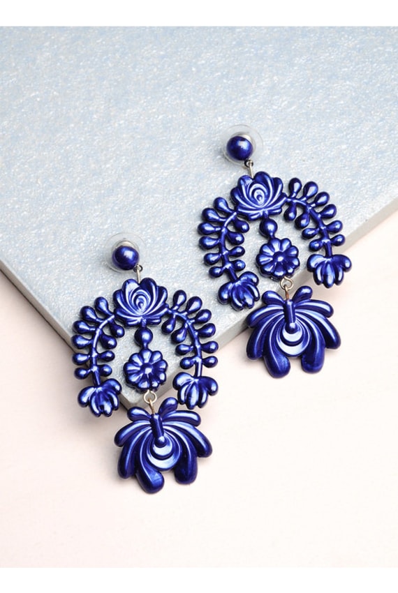 LOKALWEAR Garland Chandelier Earrings in Metallic Blue, P2,250
